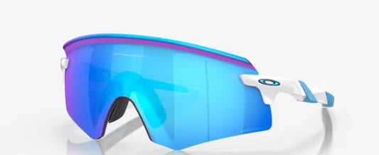 Encoder Oakley prizm sapphire, 
Montatura polished white